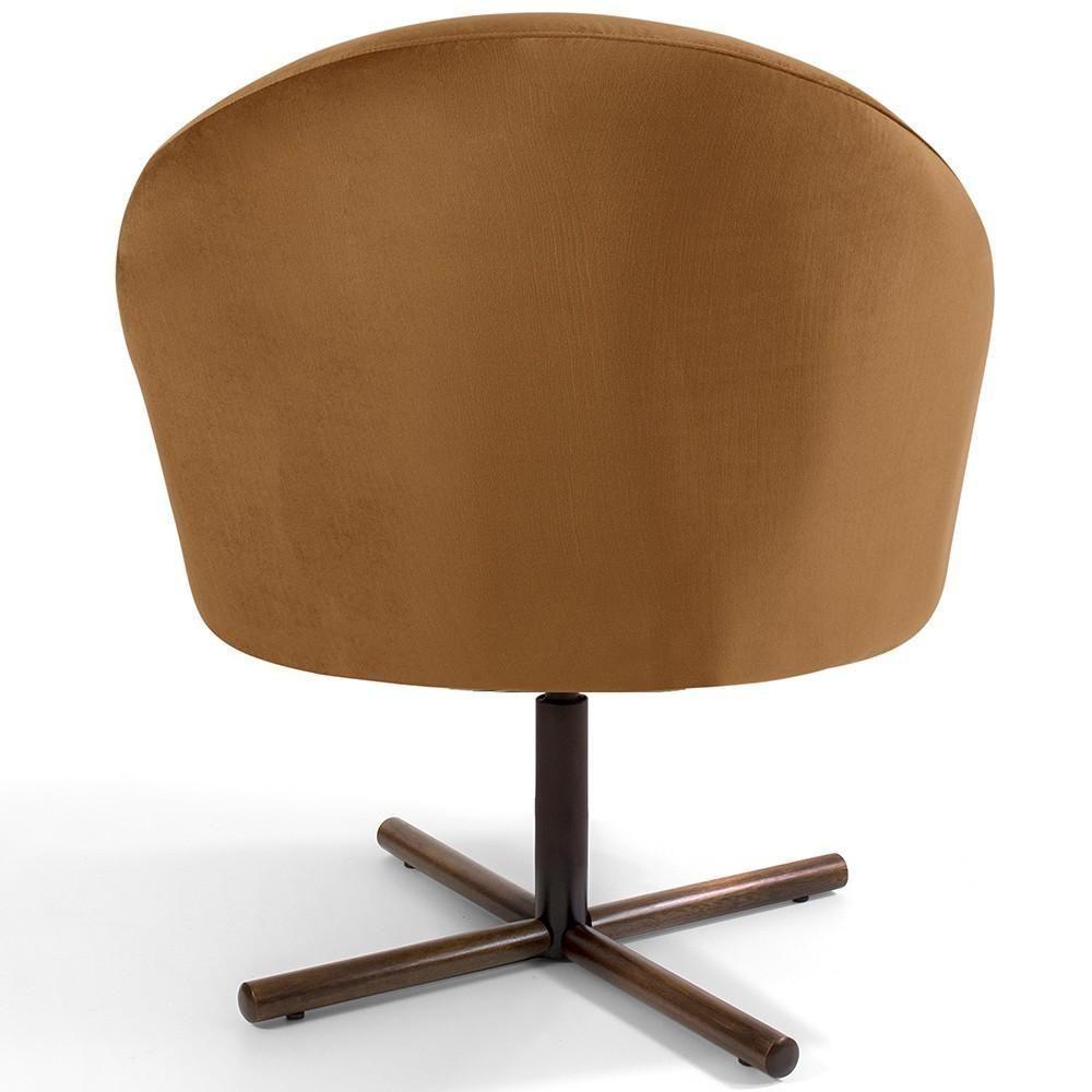 Kit 02 Poltronas Giratória Base X Veludo Telha C-262 - 4