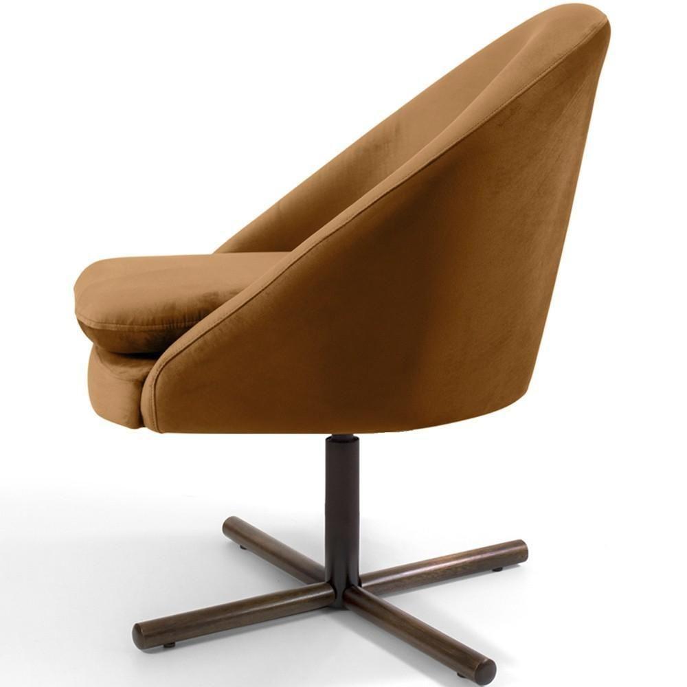 Kit 02 Poltronas Giratória Base X Veludo Telha C-262 - 5