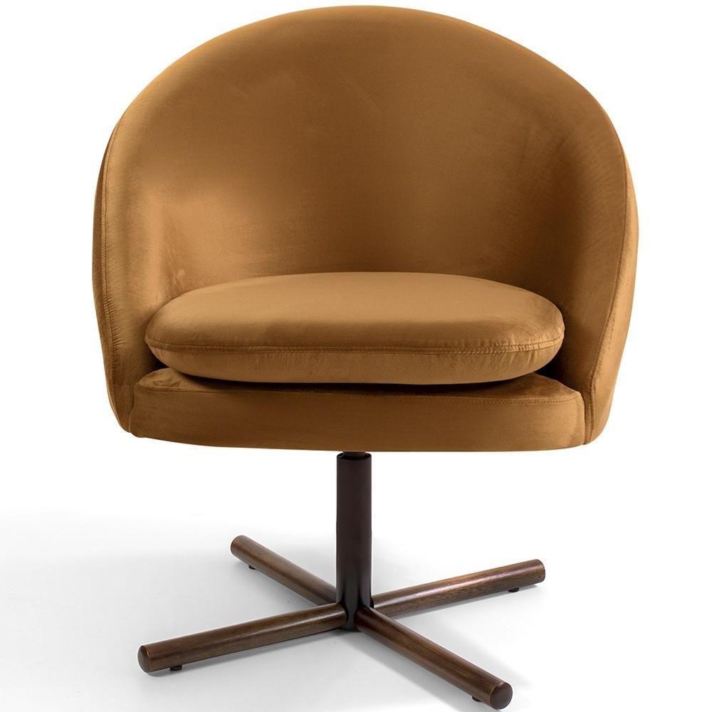 Kit 02 Poltronas Giratória Base X Veludo Telha C-262 - 7