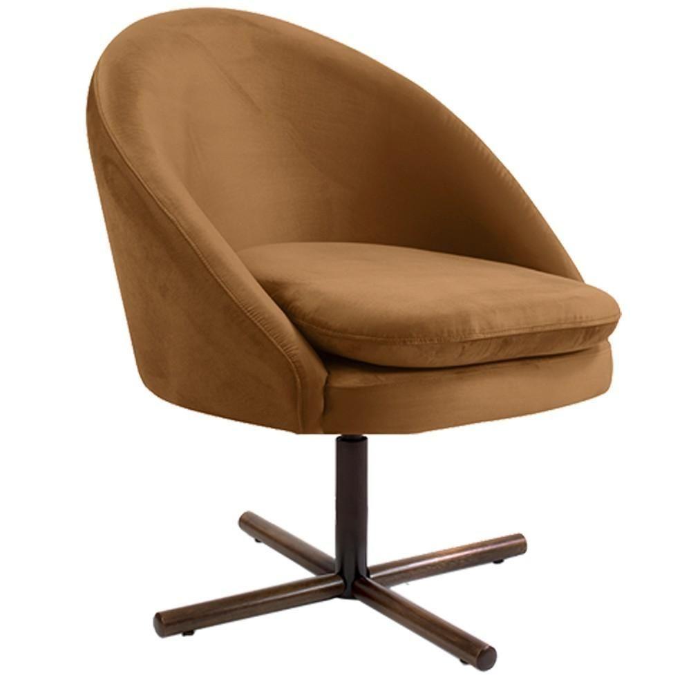 Kit 02 Poltronas Giratória Base X Veludo Telha C-262 - 8