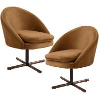 Kit 02 Poltronas Giratória Base X Veludo Telha C-262 - 1