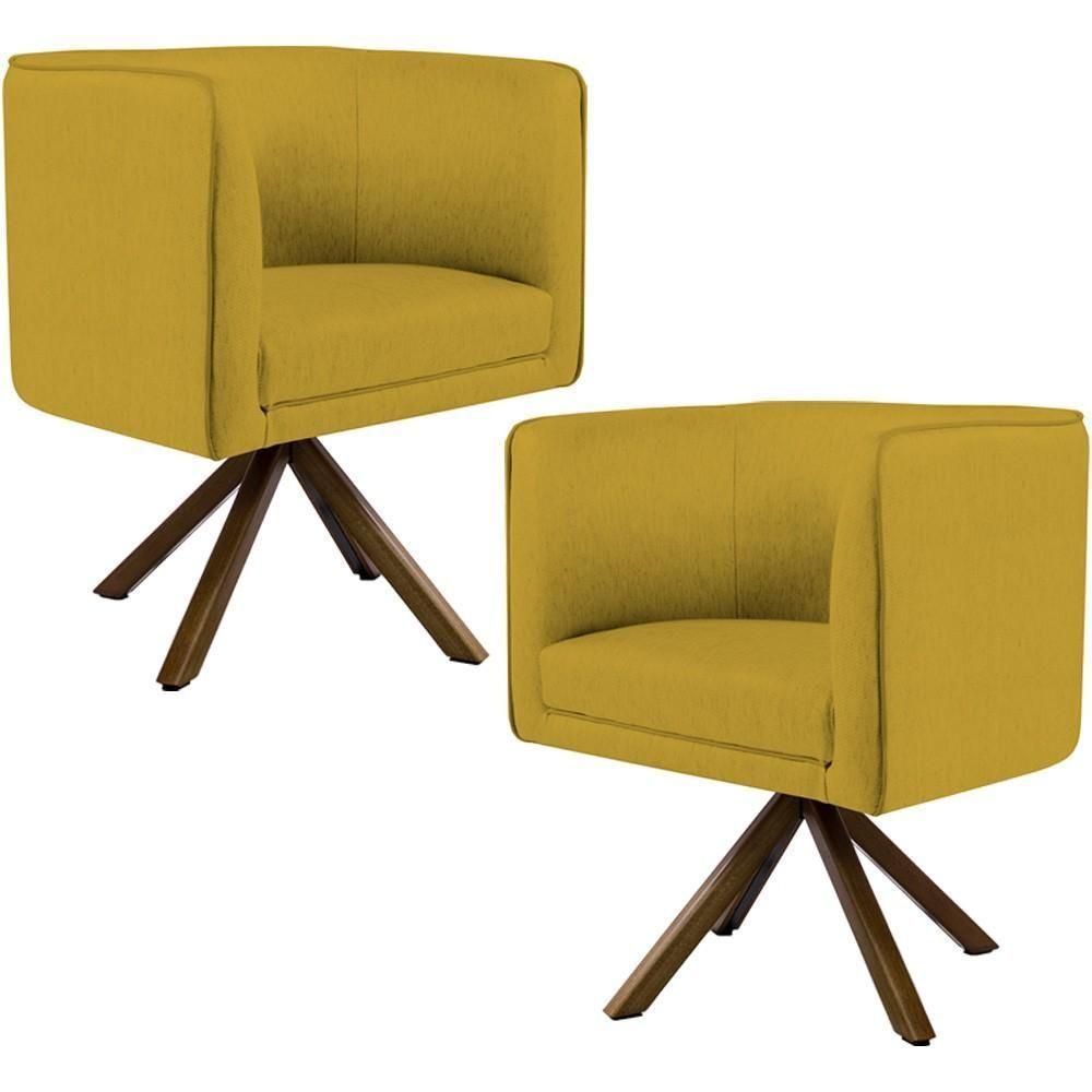 Kit 02 Poltronas Betina D02 Veludo Mostarda C-279 - 1