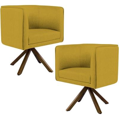 Kit 2 Poltronas Giratórias Betina D02 Veludo Mostarda Lyam Decor