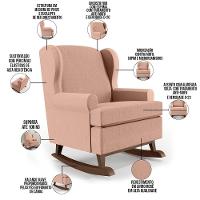 Poltrona Malu Base De Madeira P02 Linho Rosê - 5