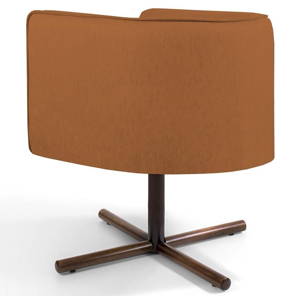 Kit 02 Poltronas Giratória Base X Veludo Telha C-262 - 3