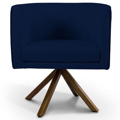 Poltrona Giratória Betina D02 Veludo Azul Lyam Decor