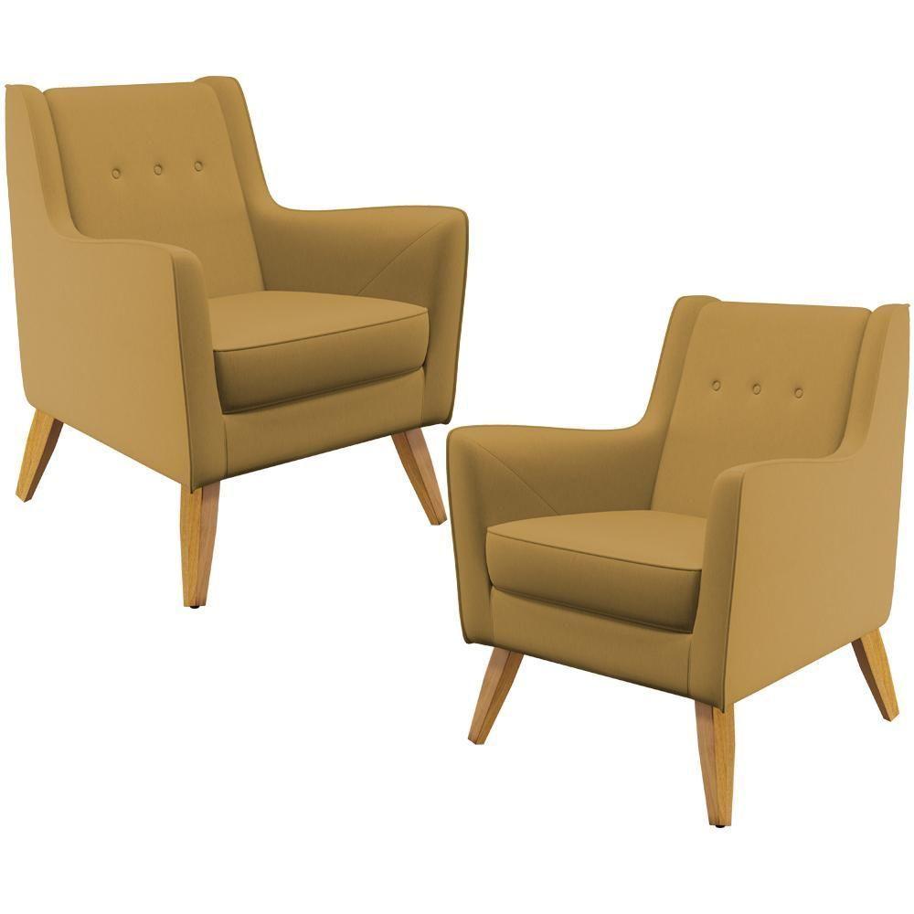 Kit 02 PoltronasTaroba D02 Veludo Mostarda C-260 - 1