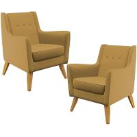 Kit 02 PoltronasTaroba D02 Veludo Mostarda C-260 - 1