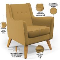 Kit 02 PoltronasTaroba D02 Veludo Mostarda C-260 - 6