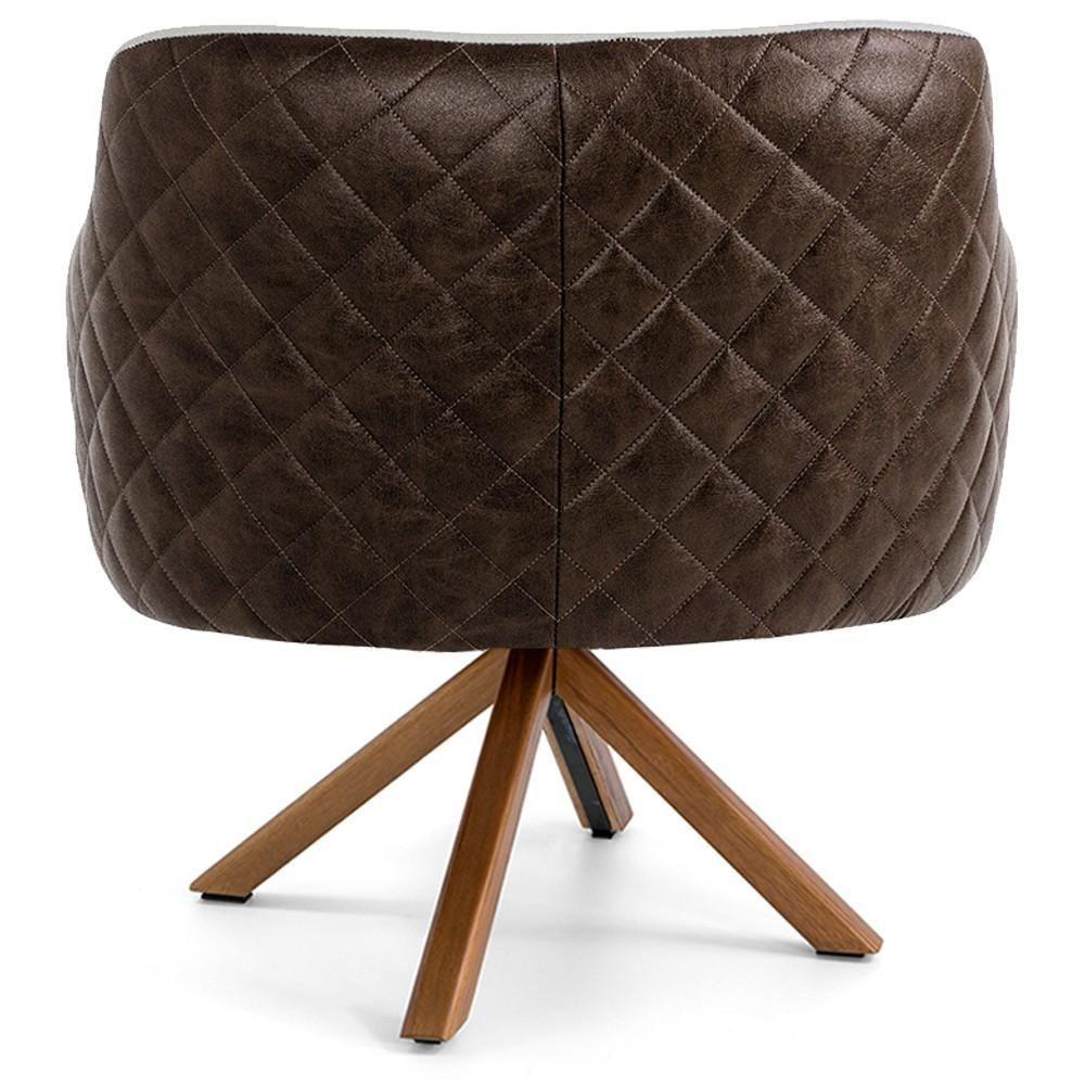 Poltrona Base Giratória Linho Bege C-107 Corano Marrom - 4