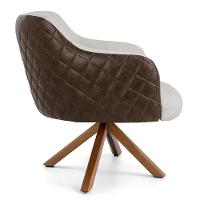 Poltrona Base Giratória Linho Bege C-107 Corano Marrom - 3