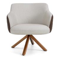 Poltrona Base Giratória Linho Bege C-107 Corano Marrom - 5