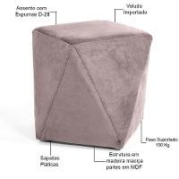 Puff Para Sala De Estar Ametista D02 Veludo Rosê C-305 - 3