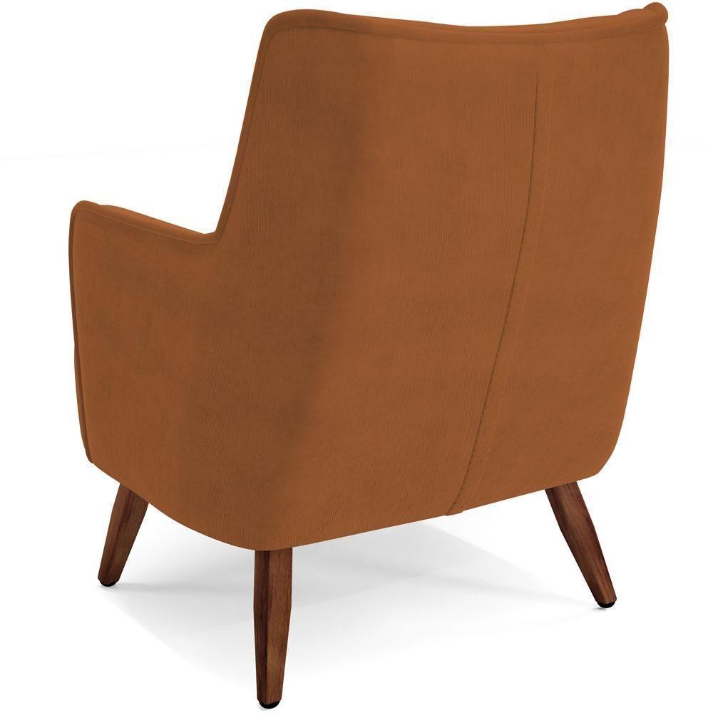 Poltrona Fixa Pés De Madeira Isabella D02 Veludo Telha C-262 - 2