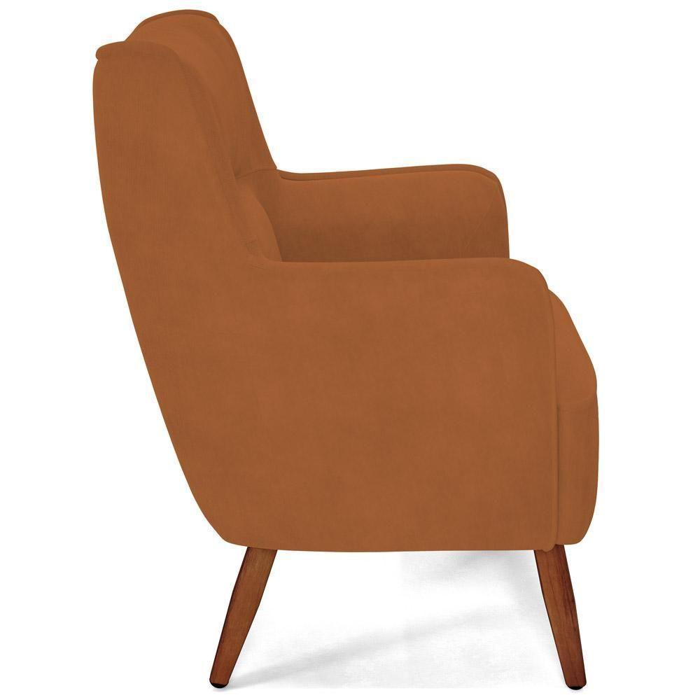 Poltrona Fixa Pés De Madeira Isabella D02 Veludo Telha C-262 - 3