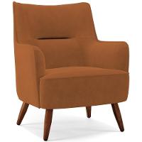 Poltrona Fixa Pés De Madeira Isabella D02 Veludo Telha C-262 - 1