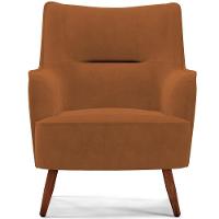 Poltrona Fixa Pés De Madeira Isabella D02 Veludo Telha C-262 - 6