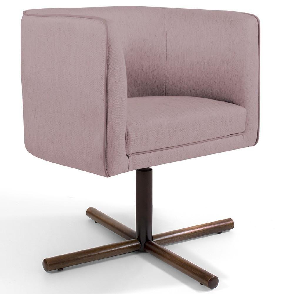 Poltrona Giratória Base X Veludo Rosê C-305 - 1