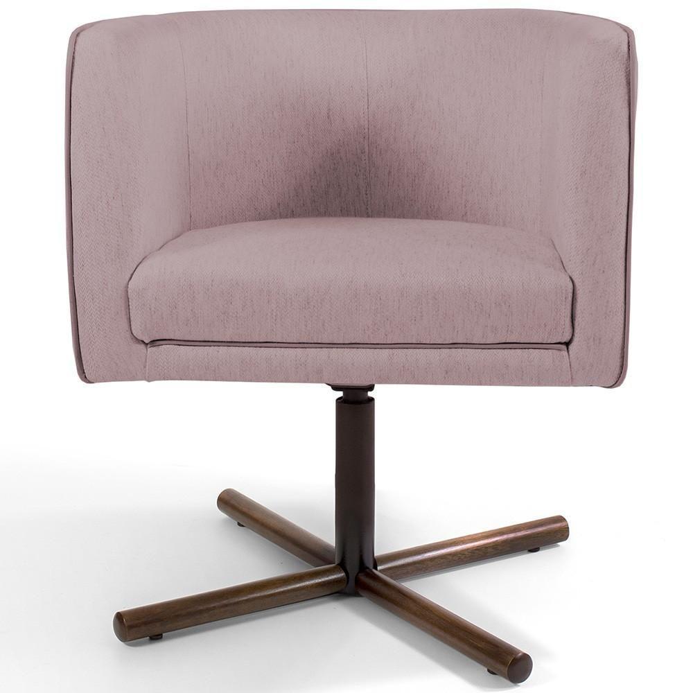 Poltrona Giratória Base X Veludo Rosê C-305 - 4