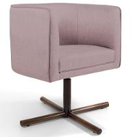 Poltrona Giratória Base X Veludo Rosê C-305 - 1