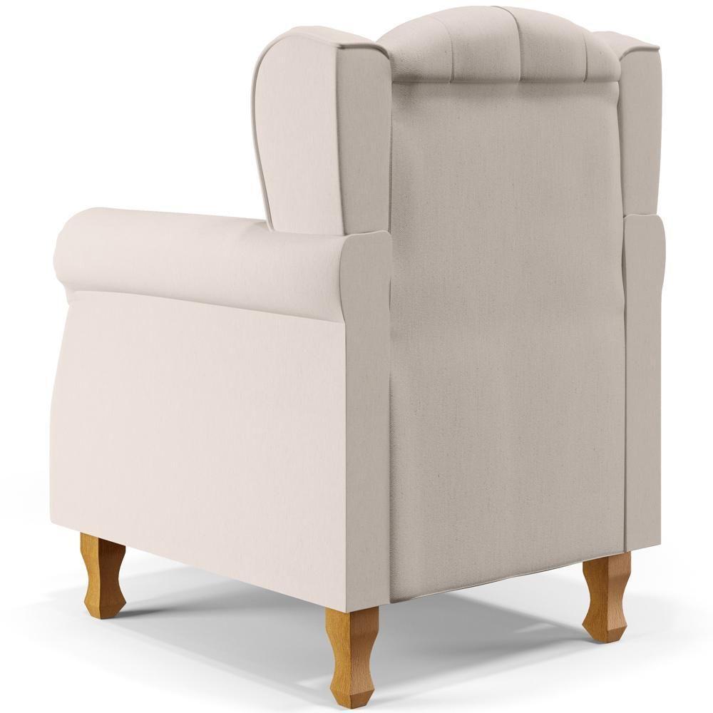 Poltrona Com Puff Paris Luis Xv L02 Linho Cru - 2