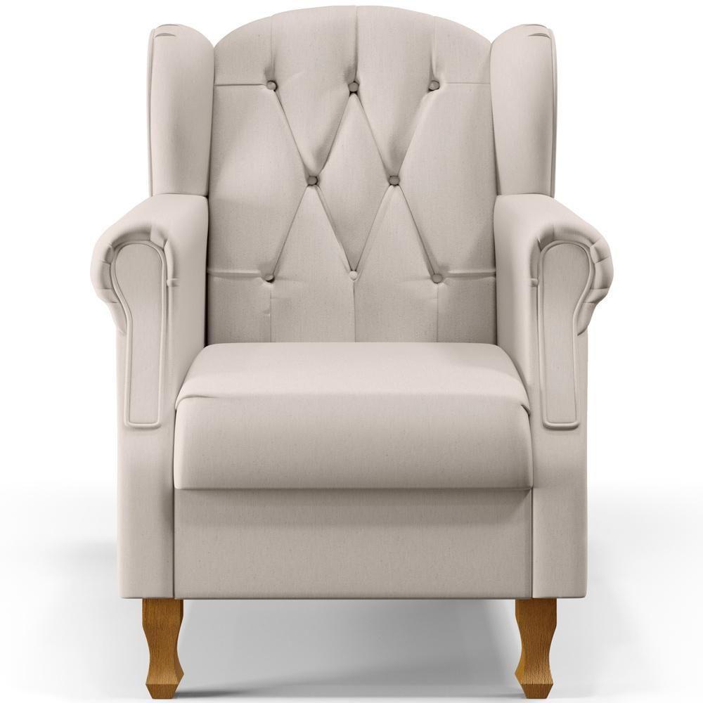 Poltrona Com Puff Paris Luis Xv L02 Linho Cru - 4