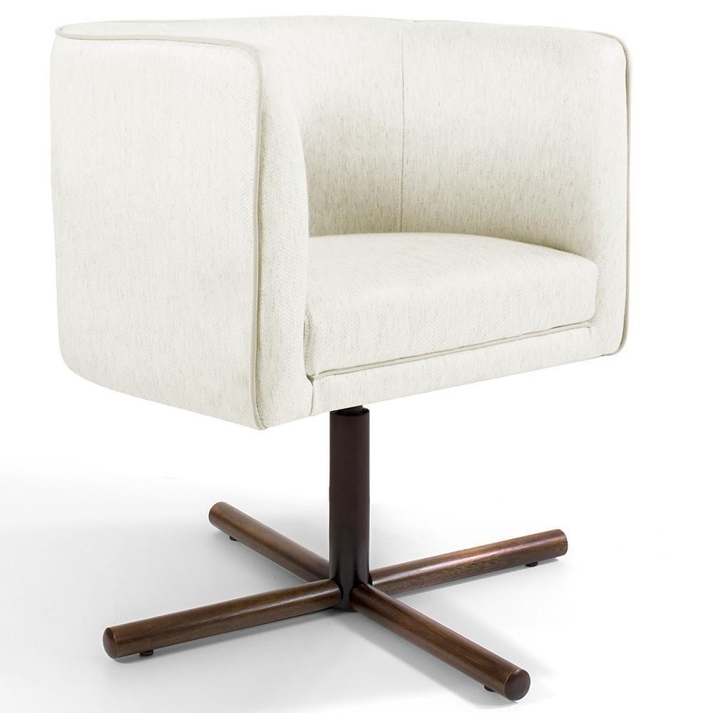 Poltrona Giratória Base X Veludo Bege C-309 - 1