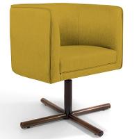 Poltrona Giratória Base X Veludo Mostarda C-279 - 1