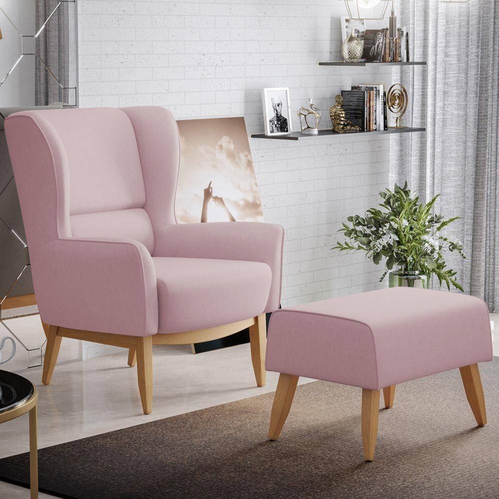 Kit Poltrona Milena D02 Com Puff Viseo Veludo Rosê C-305 - 8