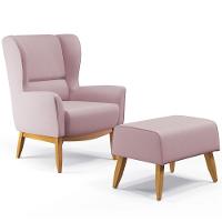 Kit Poltrona Milena D02 Com Puff Viseo Veludo Rosê C-305 - 1