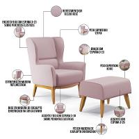 Kit Poltrona Milena D02 Com Puff Viseo Veludo Rosê C-305 - 6