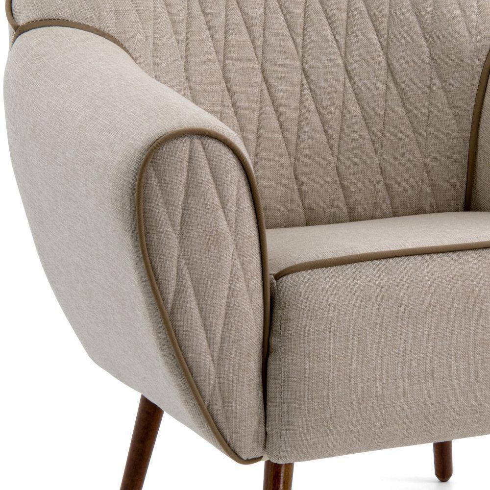 Poltrona Com Pés Palito Nina Tressê Bege Rústico D-470 - 2