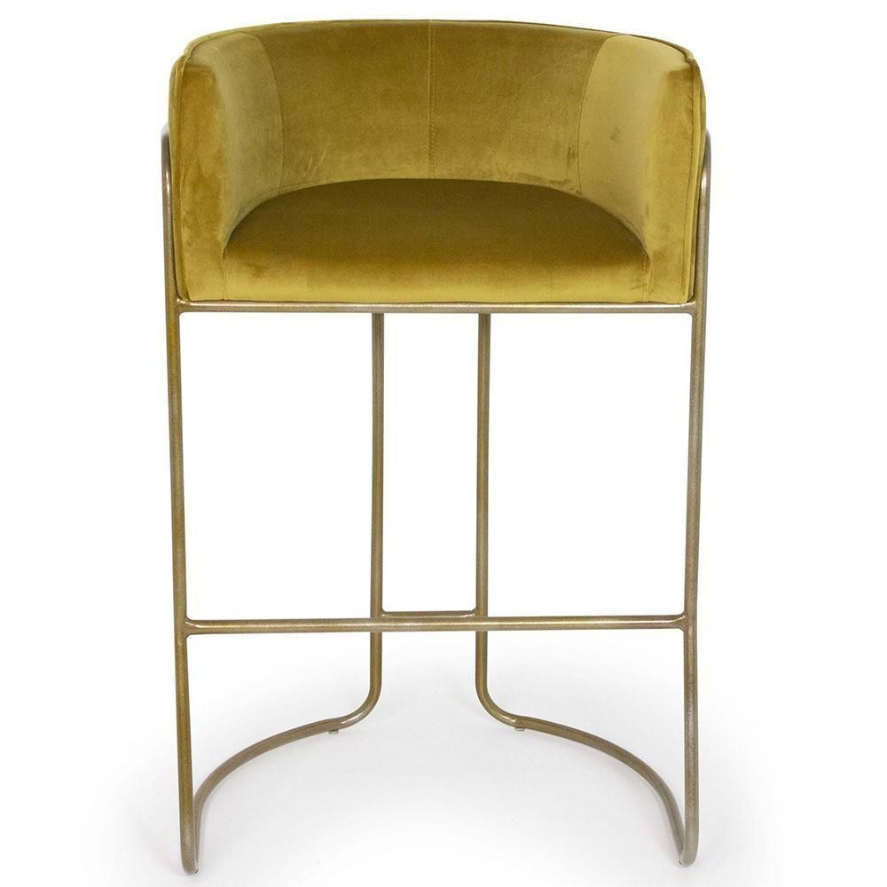 Kit 03 Banquetas Fixa Bronze Veludo Mostarda - 9