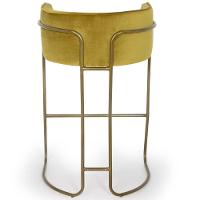 Kit 03 Banquetas Fixa Bronze Veludo Mostarda - 5