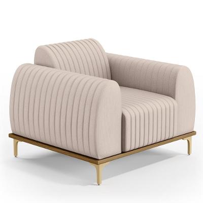 Poltrona Decorativa Molino D02 Veludo Bege Lyam Decor