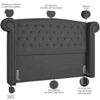 Cabeceira Cama Box Queen Com Tachas 160 Cm Sofia P05 Linho Cinza Escuro - Lyam Decor