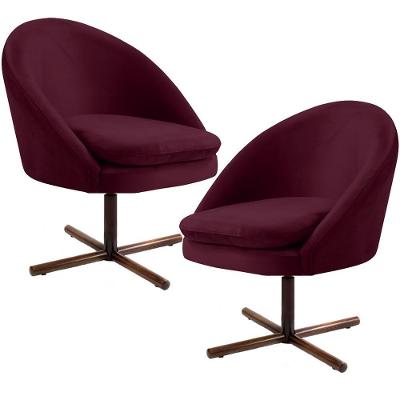 Kit 02 Poltronas Giratórias Rafa D02 Veludo Marsala Lyam Decor