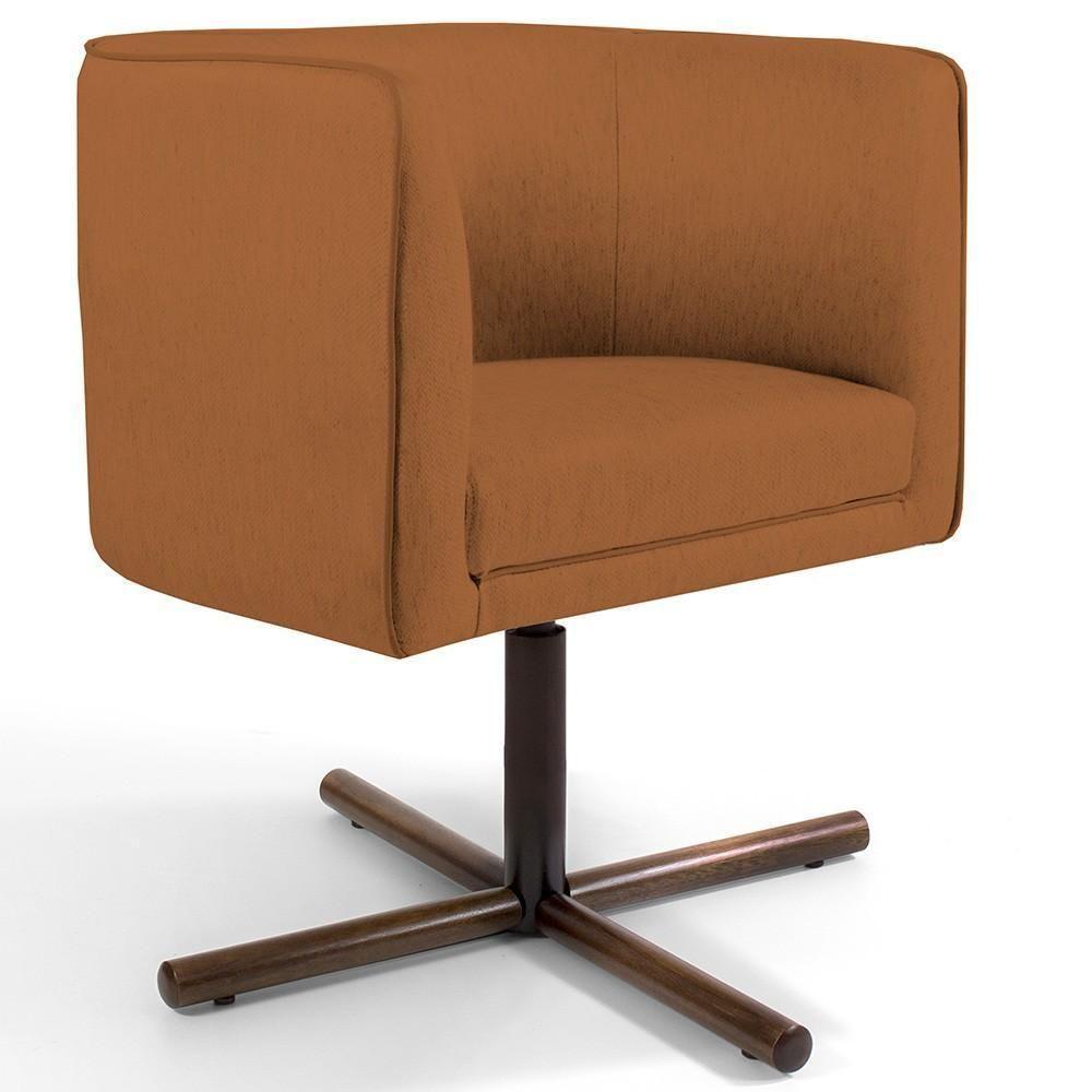 Poltrona Giratória Base X Veludo Telha C-262 - 1