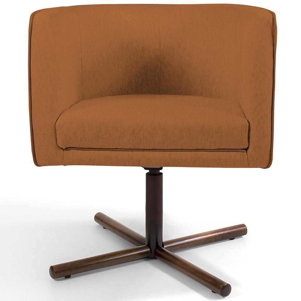 Poltrona Giratória Base X Veludo Telha C-262 - 4