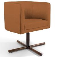 Poltrona Giratória Base X Veludo Telha C-262 - 1