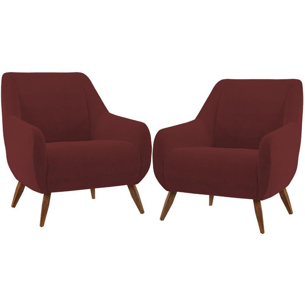 Kit 02 Poltronas Paloma D02 Veludo Marsala C-278 - 1