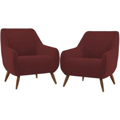 Kit 2 Poltronas Paloma D02 Fixa Veludo Marsala Lyam Decor