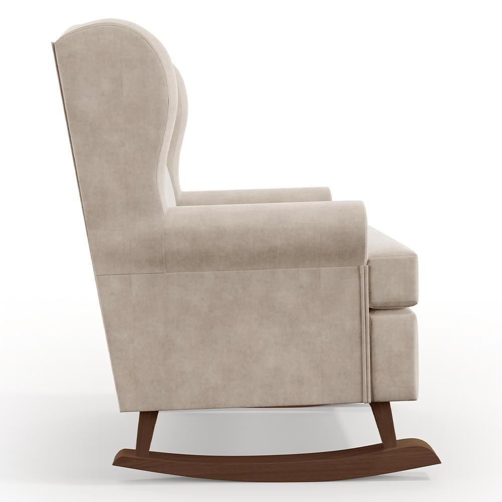 Poltrona Malu Base De Madeira P02 Suede Bege - 3