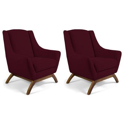 Kit 2 Poltronas Decorativas Juliet D02 Fixa Veludo Marsala Lyam Decor