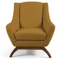 Kit 02 Poltronas Fixa Base Madeira Veludo Mostarda Escuro - 3