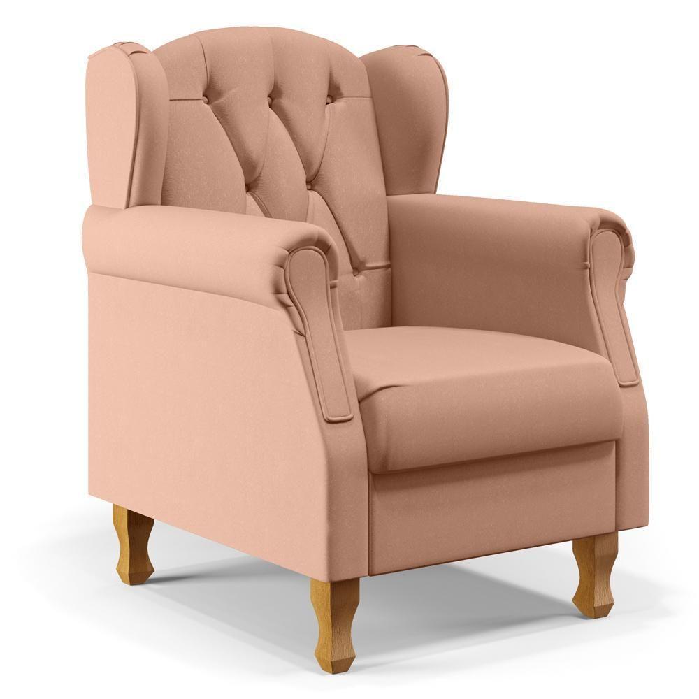 Poltrona Yara P02 Com Puff Paris Luis Xv Linho Rosê - 7