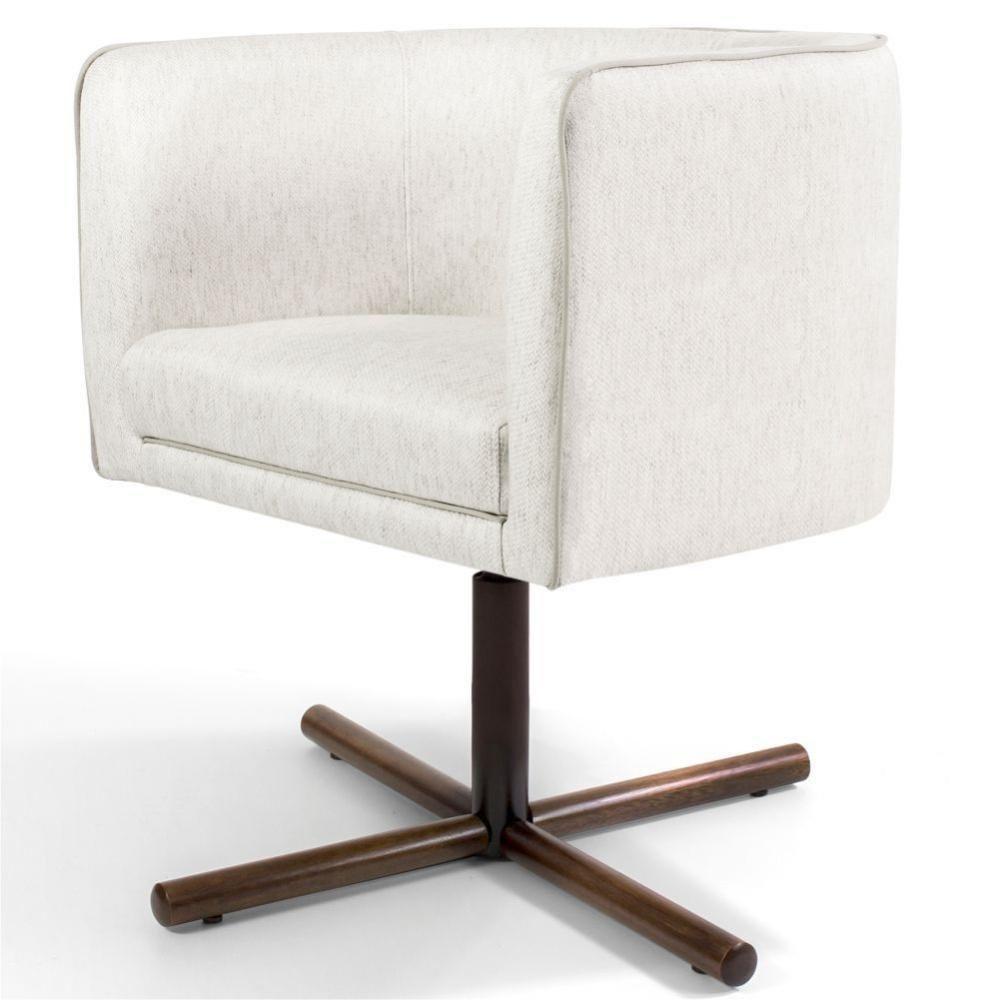 Poltrona Giratória Base X Linho Creme A-48 - 1