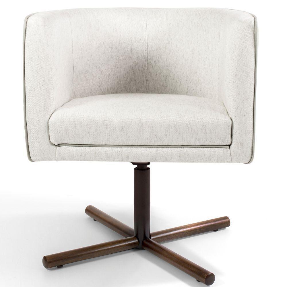 Poltrona Giratória Base X Linho Creme A-48 - 4
