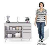 Balcão Gabinete Para Pia 120cm Sem Tampo 3 Portas 2 Gavetas Michigan Branco - Lumil