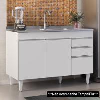 Balcão Gabinete Para Pia 120cm Sem Tampo 3 Portas 2 Gavetas Michigan Branco - Lumil - 7